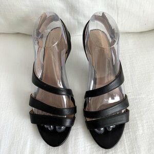 Black Leather Strappy Heeled Sandals